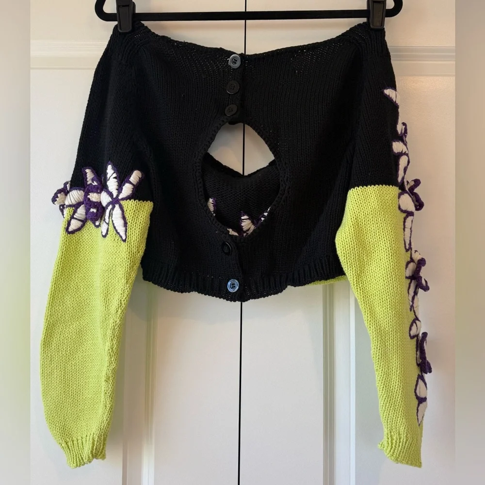 Anthropologie Mandinga Rose Crop Top Black and Green Size Medium - Picture 8 of 9